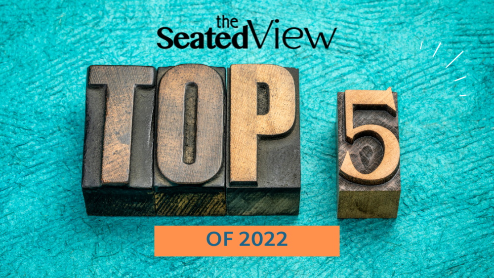 This year, the Top 5 posts on the Seated View have a theme: the things no one tells you about living with #RheumatoidArthritis and #ChronicIllness. A yelow stickie with the words "Top 5" hangs from a line. Title graphic with the text "Top 5 Posts in 2022: and the logo for The Seated View